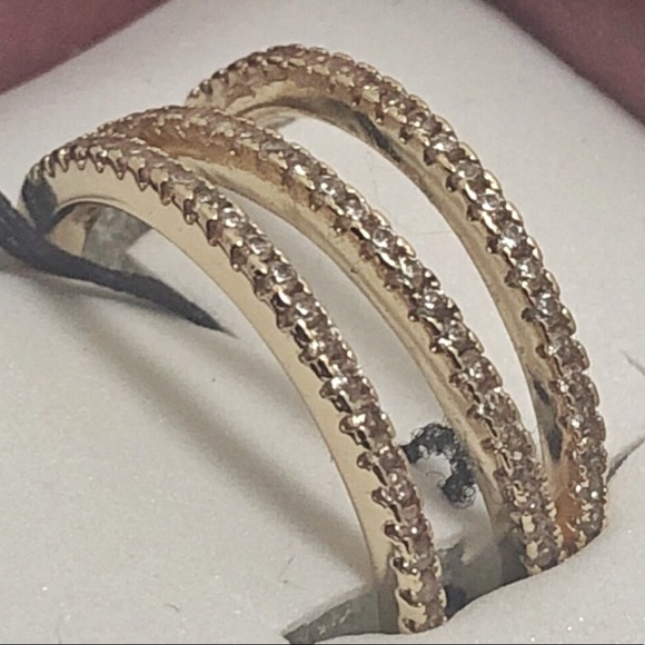 Fleur Gold Plated Cubic Zirconia Ring - Picture 10 of 10